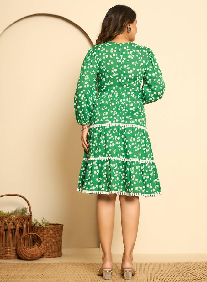 KASYA Green Floral Printed Dress - Image 5